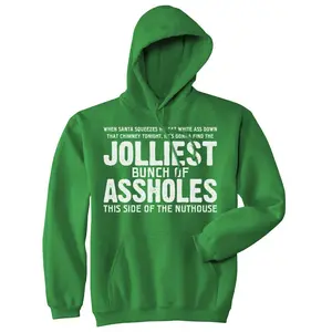Jolliest Bunch of A-holes Hoodie Funny Merry Christmas Sarcastic Saying Cool Unisex Vintage Fashion Hoodies Christmas Hoodie Funny Movie Pullover Novelty Sweatshirt