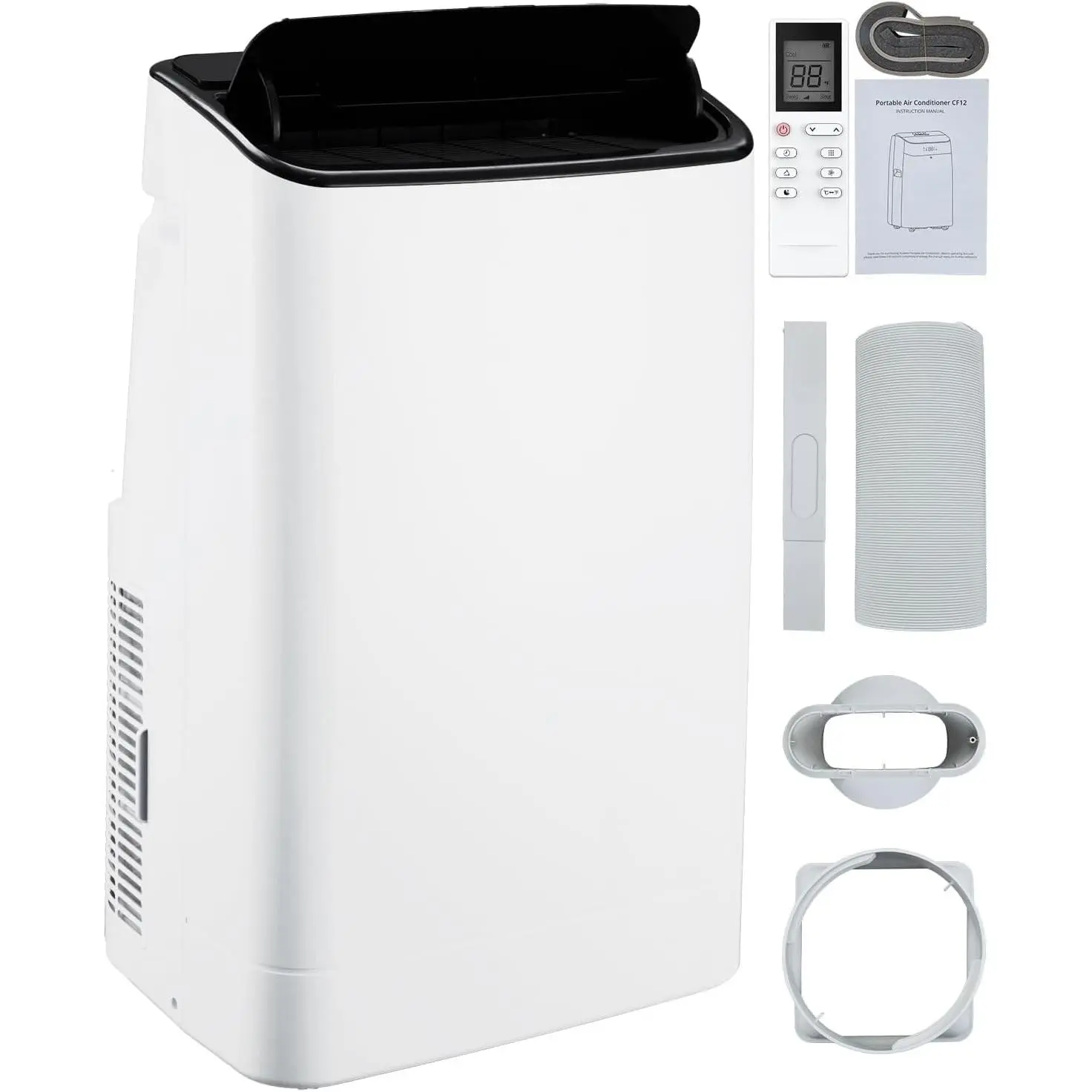 GARVEE 14000 BTU 3-in-1 Residential Portable Air Conditioner - Free-Standing 14,000 BTU Cooling Solution for 750 Sq.Ft Apartments, Dehumidifier, Remote Control, LED Display, 24H Timer, 4-Way Swing, 64℉ to 90℉, White