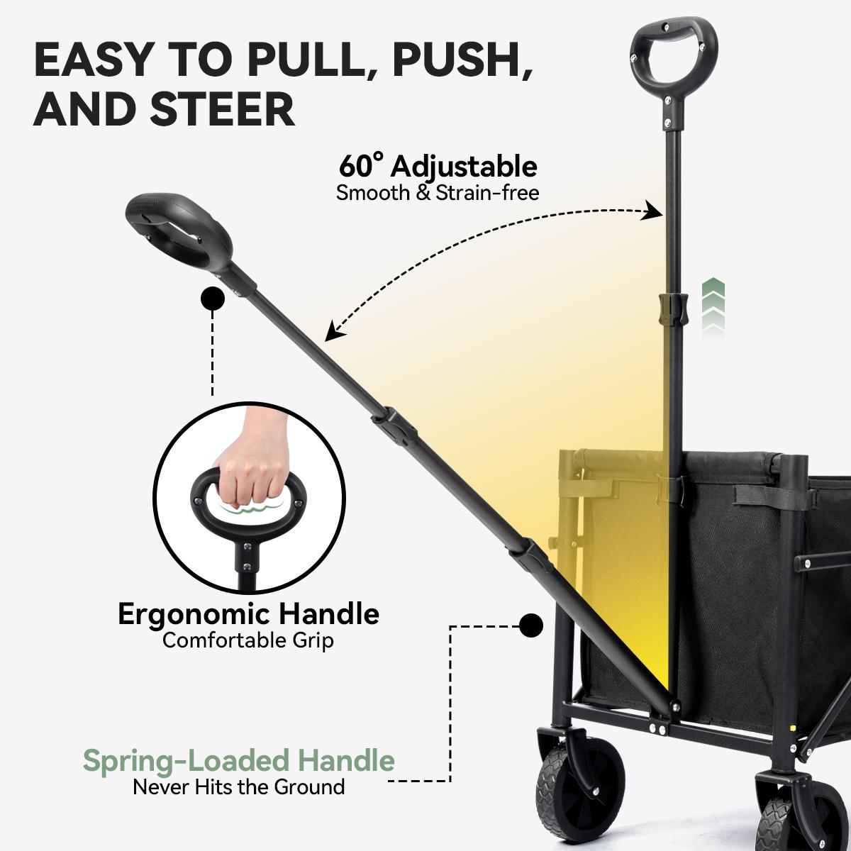 Hikenture Wagon Cart Foldable,Ultra-Compact Small Utility Folding Wagon,Heavy Duty Grocery Cart with All-Terrain Wheels,Portable Collapsible Wagon for Garden,Beach,Shopping,Camping,Sports