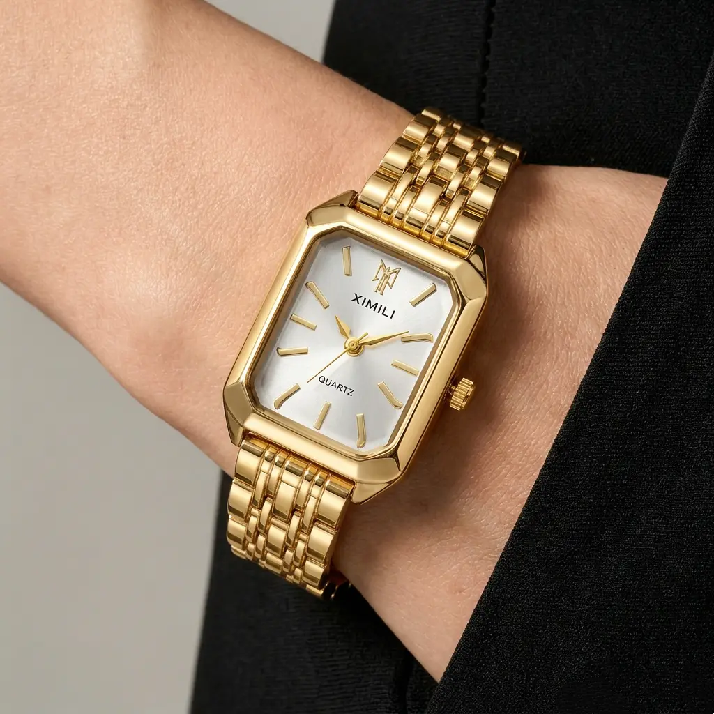 Dainty Gold Watch for Women with Elegant Square Dial - 30mm Everyday Luxury Wrist Watches, Casual Business Accessories for Women, Casual Business Wristwatch, Quartz Drive, Watches For Women