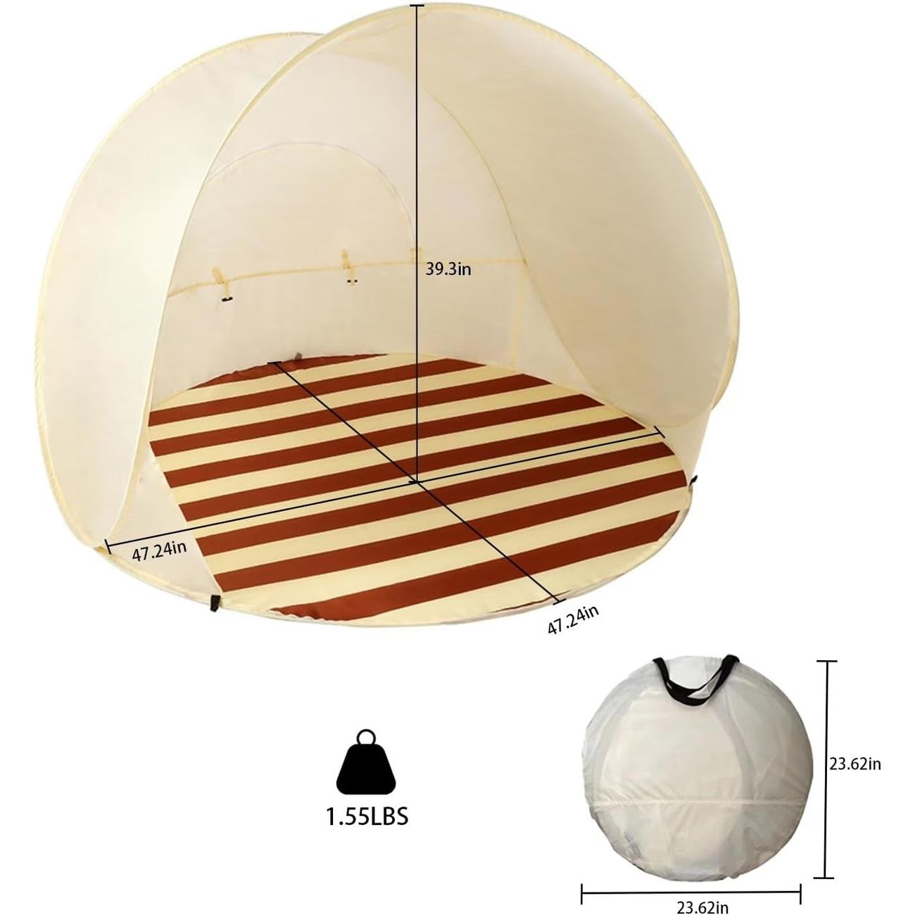 Portable Quick-Set Beach Tent for Camping and Outdoor Use at the Beach, One-Button Pop-Up Tent; No Assembly Required; Sunshade Tent essentials