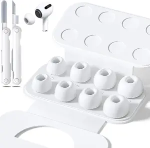 Replacement Ear Tips for AirPods Pro 2nd & 1st Generation, 4 Pairs Silicone Earbuds with Cleaner Pen & Storage Case, Noise Reduction Design with Dust Guard Mesh (White)