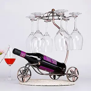 Countertop Wine Glass Holder - Freestanding Tabletop Stemware Storage Rack Metal Glasses Display Rack Black with 6 Hooks-Perfect for Home Kitchen Decor & Kitchen Storage Rack