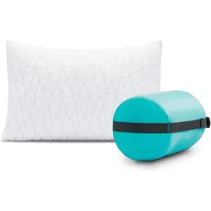 Travel and Camping Adjustable Pillow, Small Camping Pillow with Compressible Stuff Sack, Medium-Firm Memory  with Lulltra Washable Cover, CertiPUR- Certified (19x13)