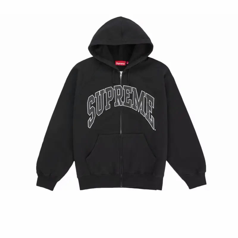 Supreme Cracked Raglan Zip Up Hooded Sweatshirt