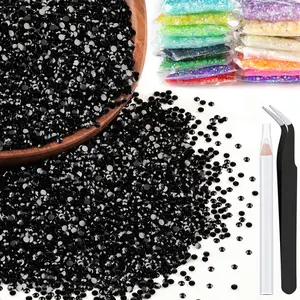 5000Pcs 3mm Black Resin Rhinestones Bulk – Flatback Jelly Gems Non-Hotfix Crystals for DIY Crafts, Clothes, Tumblers, Nail Art, Makeup, Manicure