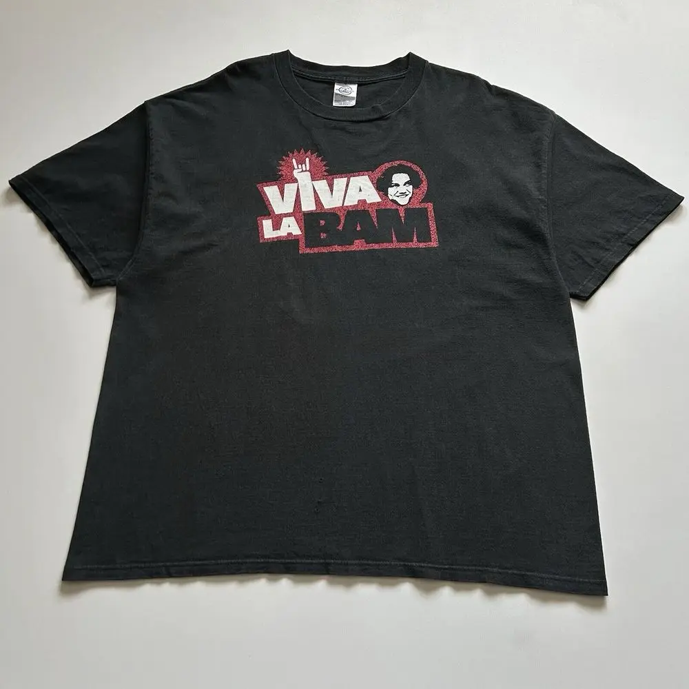 Vintage 2000s Viva La Bam MTV Bam Margera Skateboarder Graphic T Shirt Black