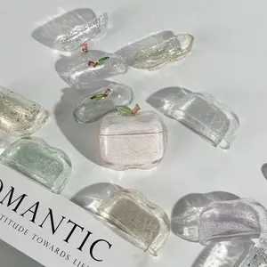Transparent Shiny Apple Shape for Airpods Pro 3/2/1 TPU Soft Earphone Case Design Customised Personalised Airpods Pro Case