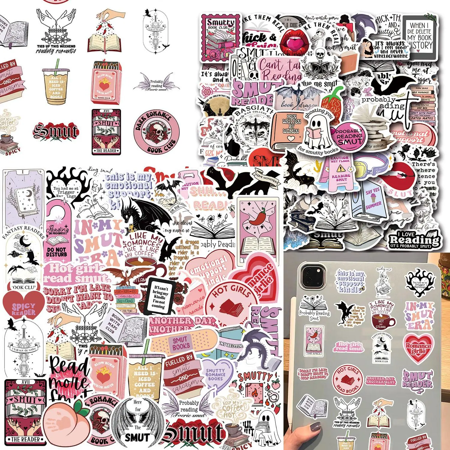 Book Themed Sticker, 100pcs/set Cute Waterproof Vinyl Decals, Decorative Sticker for Kindle, iPad, Laptop, Ebook Readers & Water Bottles, Ornaments