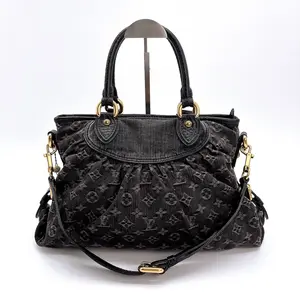 Pre-owned Louis Vuitton leather Crossbody Bags Black Denim Monogram Denim Neo Cabby MM Bag