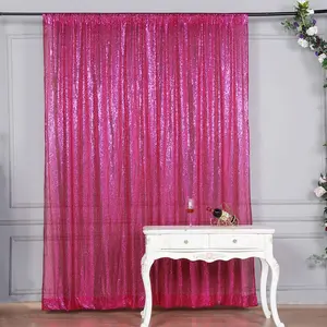 Fuchsia Sequin Backdrop Drape Curtain, Photo Booth Event Divider Panel - 8ftx8ft