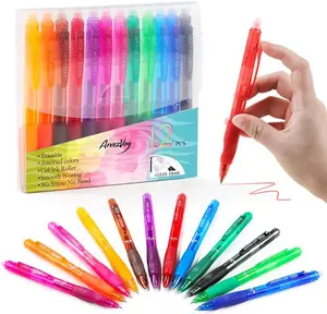 12Pcs Colored Erasable Gel Pens, Click Fine Point 0.5 mm