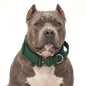 Heavy Duty Tactical Dog Collar for Pitbull American Bully Strong Pullers No Pull K9 Military Training Gear with Quick Release Metal Buckle Control Handle Adjustable Thick Webbing for Medium Large Dogs