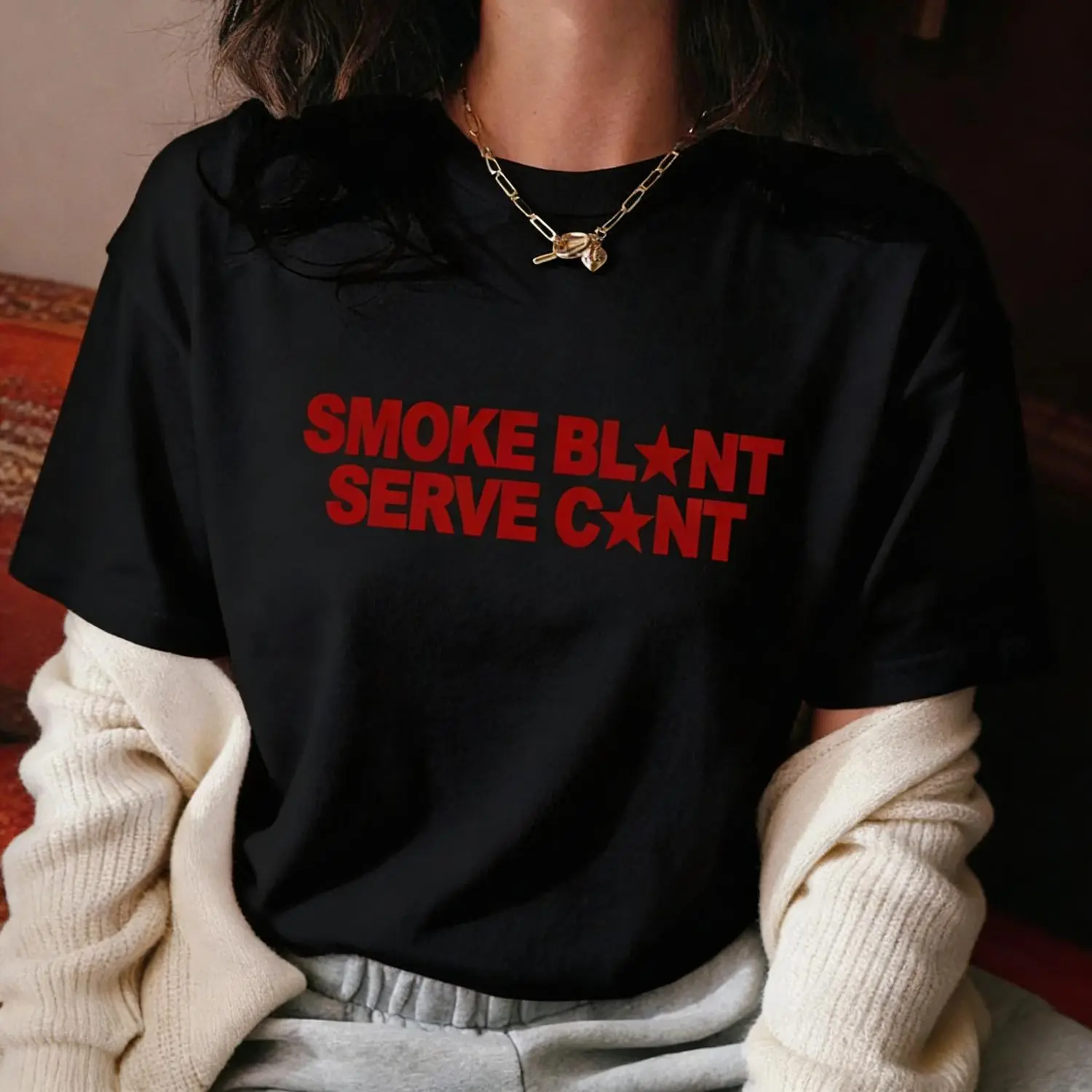 Casual Slim Fit Women's Smoke Blunt Or Service Round Neck Crop Top Short Sleeve Summer T shirt for Daily Wear