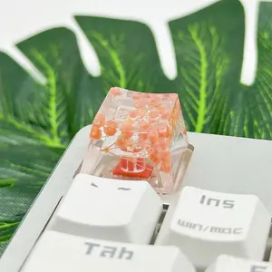 Resin Dry Flowers Keycap Artisan Keycap Handmade Epoxy Resin Translucent Keycap Cross Axis Mechanical Keyboard Keycap