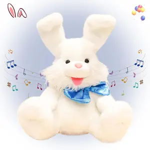 Singing plush toy, musical doll, rabbit plush animal, peek-a-boo rabbit, recording singing doll, movable ears birthday gift for children, Christmas gift, birthday gift