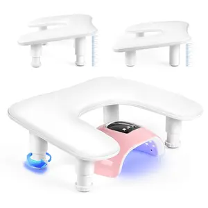 Nail Arm Rest U Shaped Adjustable Height Nail Hand Pillow for Nail Art Manicure Hand Rest Soft Microfiber PU Leather for Nail Salon