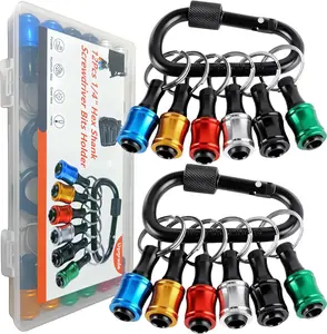 12PCS Bit Holders 1/4 Socket, Hex Shank Screwdriver Bit Holder for Impact Driver Drill Bit Keychain Extension Bar Quick Release Easy Change