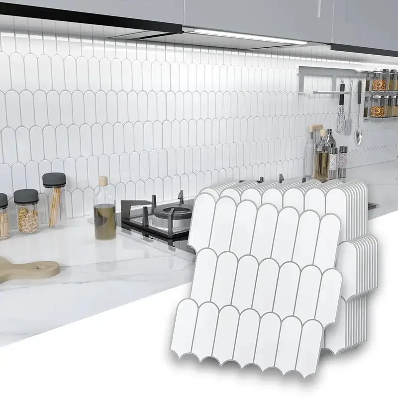 10/20 Pcs Peel-Stick 3D Backsplash Wall Panels - 12x12 in Glossy Art Deco Self-Adhesive Tile Stickers, Waterproof, Removable, Tenant-Friendly DIY Home Decor with Kitchen Decor Ideas for Kitchen, Bathroom