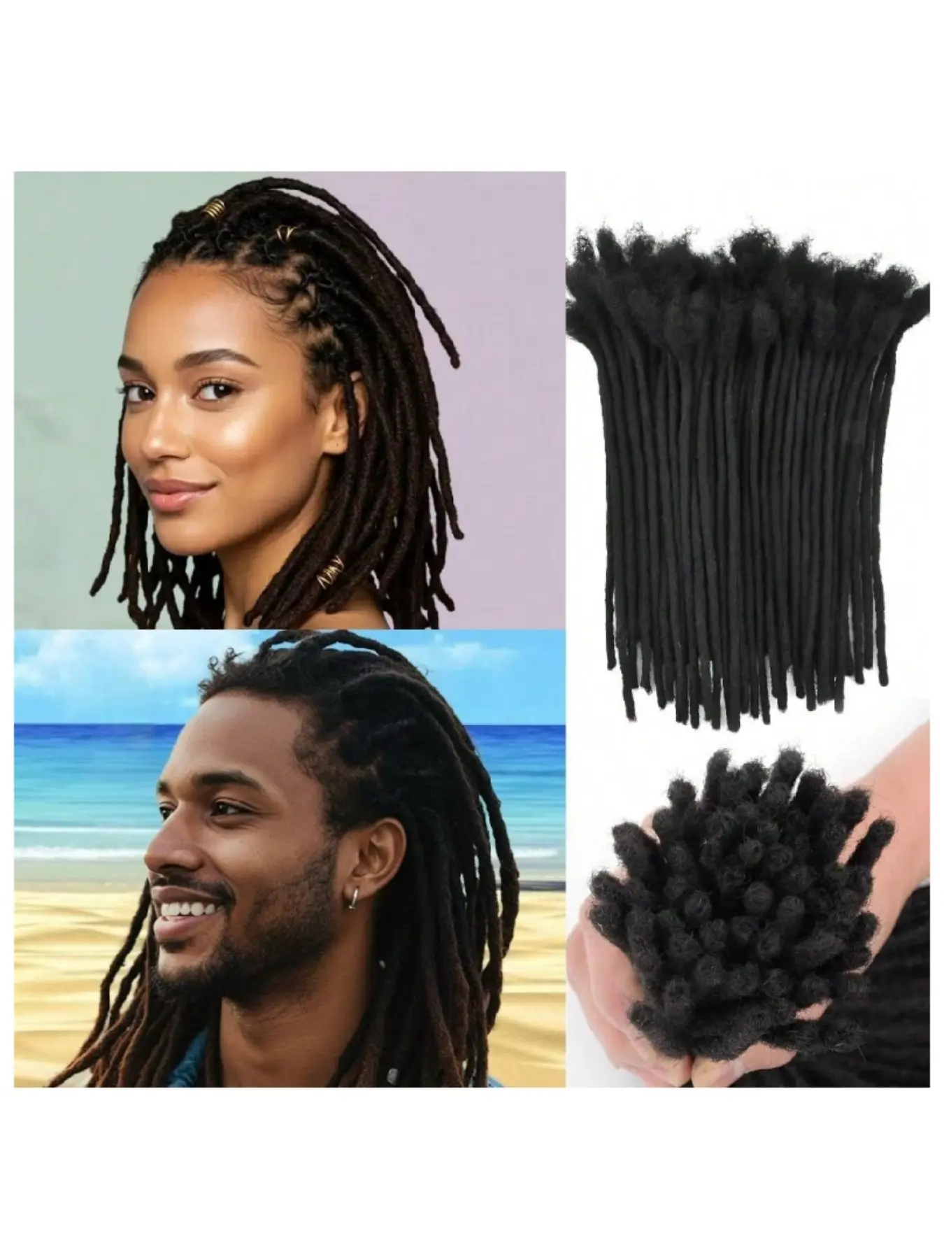 4-16 Inch 30 Strands Loc Extensions Human Hair, Human Hair Locs, 0.6cm Width Real Human Hair Dreadlocks Extensions For Man/Women Full Handmade Dreads Can Be Dyed