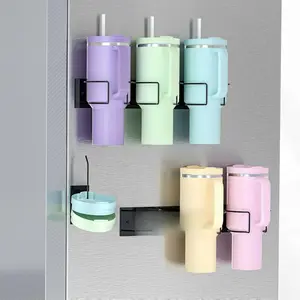 2Pack Magnetic Cup Holder for Stanley Cup 30&40 oz with Handle,Water Bottle Organizer for Refrigerator,2Pack Tumbler Lid Organizer for Stanley Cup Accessories,Gifts Ideal