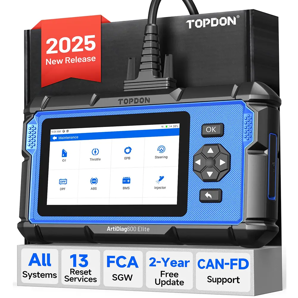 [SummerSale]TOPDON ArtiDiag600 Elite OBD2 Scanner - Full-System Car Diagnostic Tool with 13 Reset Services, FCA AutoAuth (fca auth), CAN-FD, 2-Year Free Updates, Upgraded AD600S/AD500 [DealsForYouDays], Manufacturer Warrenty
