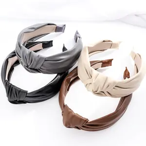 PU leather knotted headbands for women, 4-pack fall/winter fashion hairbands, non-slip wide turban headbands, soft leather hair hoops, boho hair accessories for girls, suitable for everyday and holiday wear