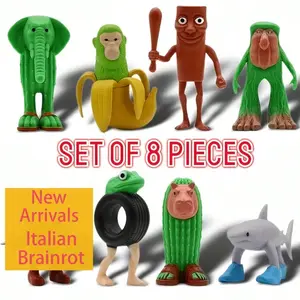 Tralalero Tralala Italian Meme Shark Figurines - Uniquely Designed Fantasy Animal Collectibles (Banana, Elephant, Green Frog, Shark, Hippopotamus) - Durable Plastic Office And Home Desktop Decoration