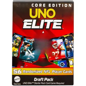 UNO Elite NFL Draft Pack with 56 Randomized Player Cards & 4 Collectible Foil Cards - Requires Core Edition Starter Pack, Ages 7 and Up