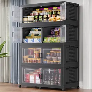 Broview V40 464Qt/600Qt/800Qt Large Storage Bins with Lid & Wheels, Extra Large Stackable Storage Bins with Dividers,19"D Closet Organizers and Storage Cabinet Shelves Collapsible Box for Home Kitchen