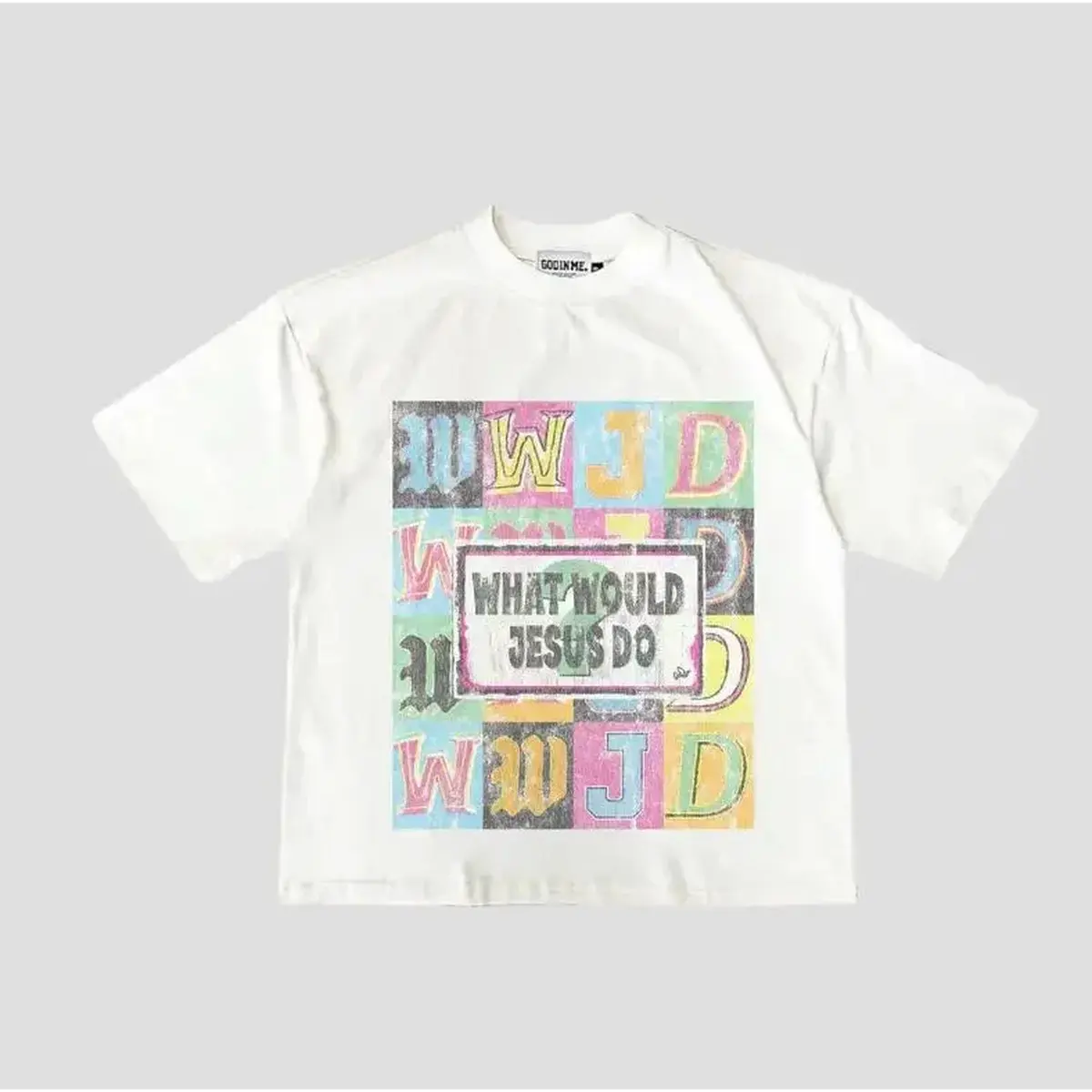 Unisex Boxy Fit Heavyweight Tee Vintage What Would Jesus Do T-shirt, God Apparel, Christian Clothing Streetwear Aesthetic Unisex T-shirts S-5XL