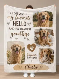 Custom Pet Photo Blanket With Name Personalized Dog Memorial Throw Blanket Soft Keepsake Gift for Pet Lovers Dog Owners Family Sofa Bed Home Decor Comfort Blanket