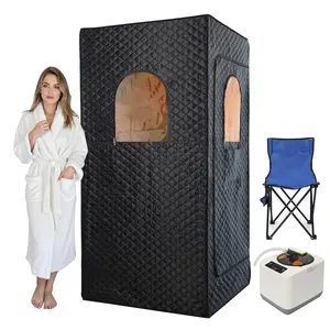 Portable Steam Sauna, Portable Sauna for Home, Sauna Tent Sauna Box with 3L Steamer, Remote Control, Folding Chair, 9 Levels, 2.9’ x 2.9’ x 5.9’