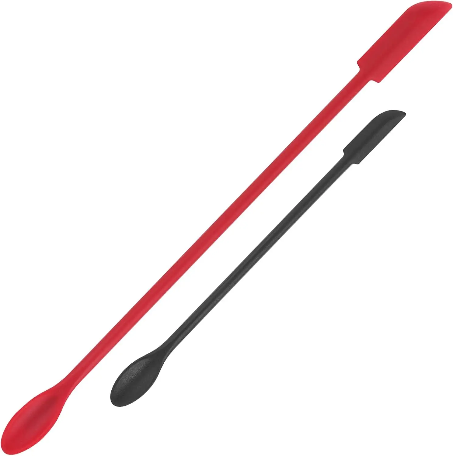 2PCS Mini Silicone Spatula Set - Reusable Kitchen Utensils, Tiny Scrapers for Cosmetic Jars & Foundation, Black & Red
