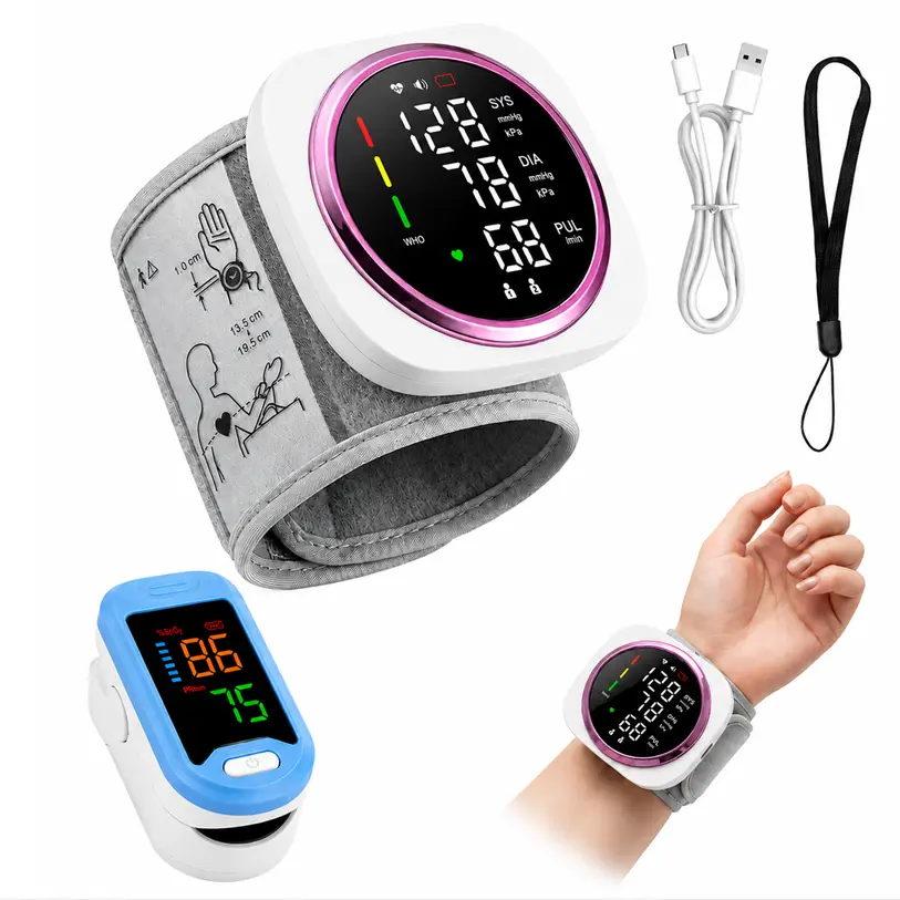Vrovire Automatic Wrist Blood Pressure Monitor for Home Use, Digital BP Machine with Voice Broadcast, Large LCD Display, 2-User 2x99 Memory, One-Touch Operation, WHO Indicator and Pulse Reading, Portable Blood Pressure Cuff for Adults and Seniors