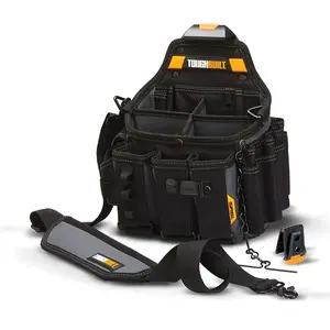1pc TOUGHBUILT Master Electrician's Portable Tool Bag with Heavy-Duty Shoulder Strap Tool Organizer with Wire-Tester Pocket, Flashlight Holder, Belt Clip System tool bag TB-CT-104
