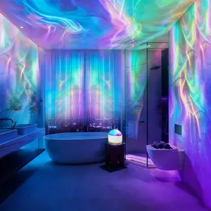 16 Color change along with the rhythm of the music，2 Scene - Ocean Wave & 3D Water Ripple Projector Light，Star Projector Night Light for Bedroom, Party, Home Décor Mothersdaygift