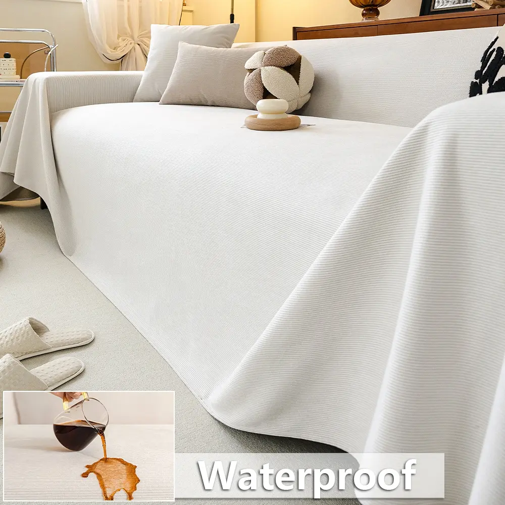 Solid Color Waterproof Striped Sofa Cover, Anti-Slip Pet Friendly, Washable Couch Covers, All-Season Use, Suitable for 1/2/3/4 Seater Sofas, scratch-resistant, Sofa Protector Slipcover, Washable Sofa Slipcover