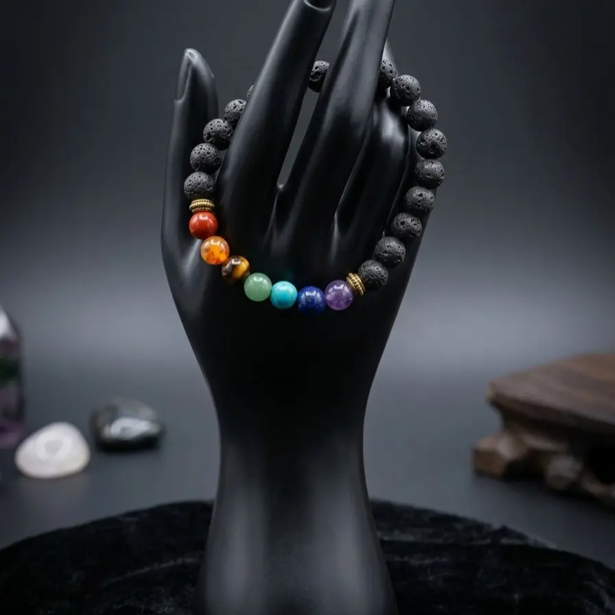 7 Chakra Lava Stone Diffuser Bracelet – Balance & Grounding