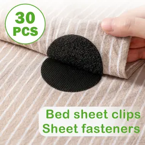 30 Counts Round Hook and Loop Fasteners, Damage-Free Removable Fastening Dots for Smooth Surfaces, Black
