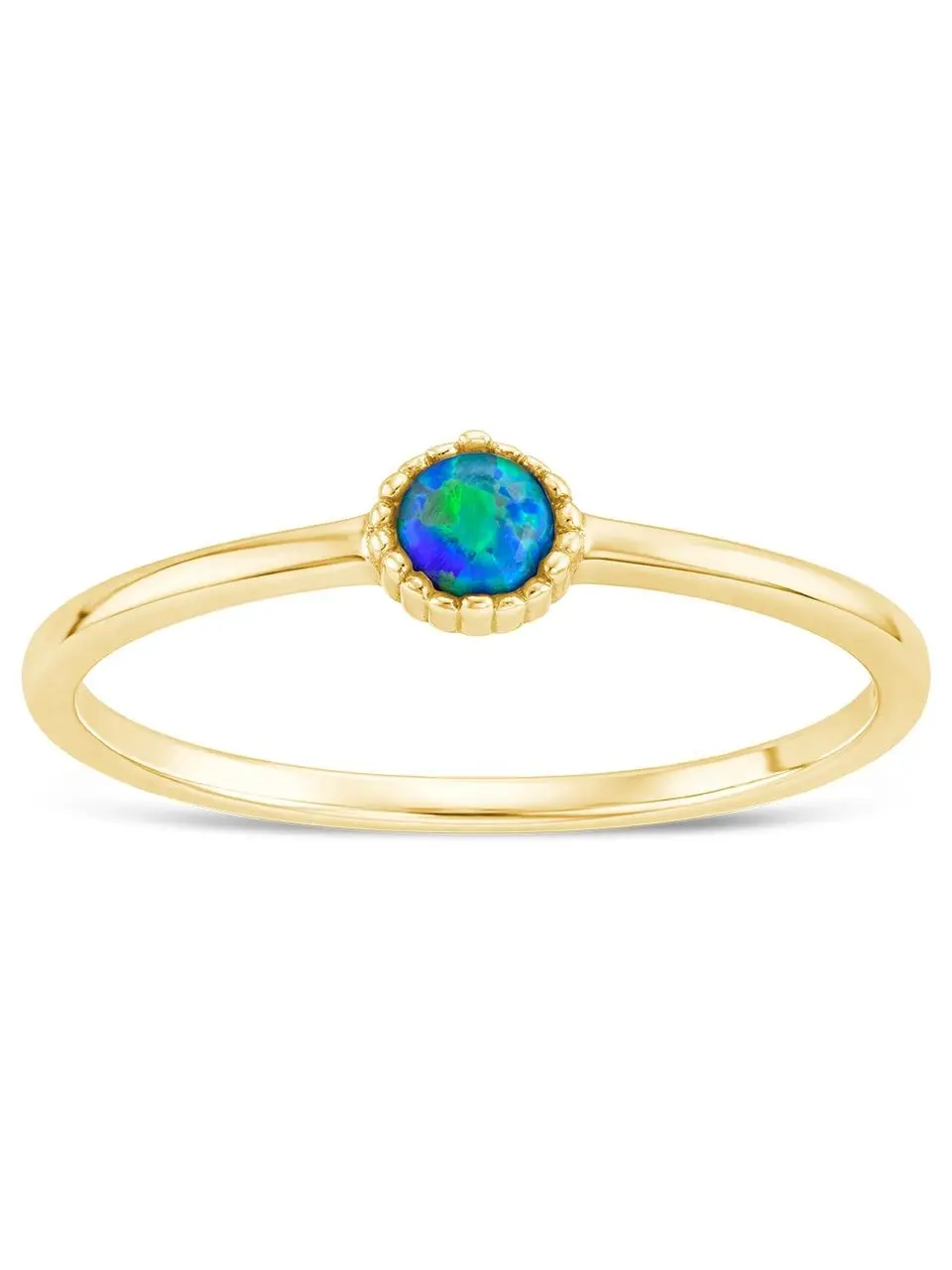Sterling Silver Green Opal Solitaire Ring