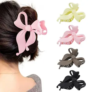 AWAYTR 4Pcs/Set Matte Bow Hair Claw Clips Non-Slip Strong Hold for Thin & Thick Hair Elegant Hair Accessories for Women Girls