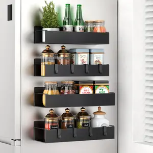 2026 Strong Magnetic Storage Shelf for Refrigerator, Magnetic Side Hanging Rack for Washing Machine & Kitchen, Multifunctional Fridge Organizer with Hooks for Mugs Utensils Spices, Viral TikTok Home Organizing Solution, CleanTok Must Have