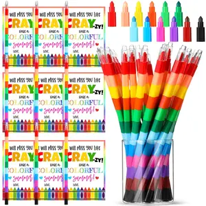 24 Sets Back to School Gifts Bulk for Students, Stackable Buildable Crayons Gift Card Double Sided Adhesive Dot, First Day of School Gifts Classroom Prizes Reward Gifts Summer Birthday Party Favors Goody Bag Filler for Preschooler Elementary Kindergarten