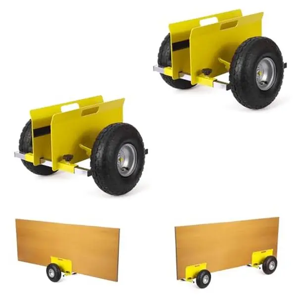 2PCS Panel Dolly, 600 LBS Slab Dolly with 10" Rubber Inflatable Tires, Adjustable Panel Mover All Terrain Moving for Drywall Sheets & Door Material Transport