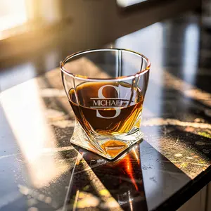 Whiskey Glass Gift for Men | Custom Initial & Name Engraved
