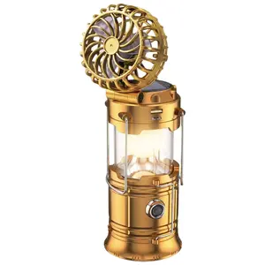LED Camping Lantern with Fan, Battery Powered Flashlight, Portable Collapsible Hanging Emergency Light, Survival Kit Gear for Hurricane, Power Outages, Home Outdoor Use