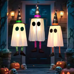 Halloween Lantern Design Hanging Lamp Witch Hat, Battery Powered LED String Lights, Decorative Lighting for Home Party Garden Decoration