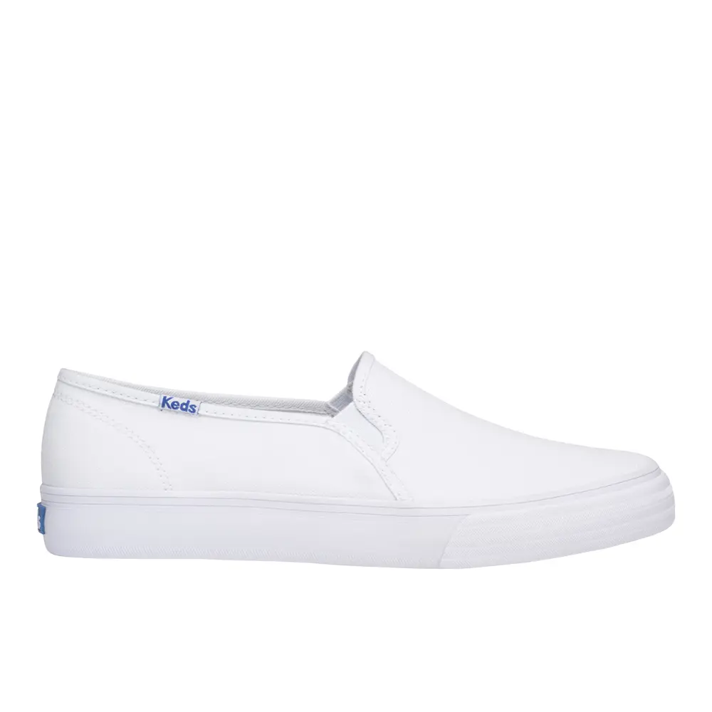 Keds Womens Double Decker Canvas Slip On Sneakers Shoes Casual - White Keds Womens Double Decker Canvas Slip On Sneakers Shoes Casual - White
