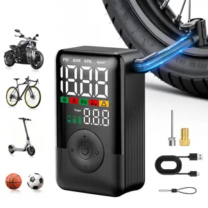 Portable Tire Inflator, Cordless Mini Air Compressor, 150 Psi Pressure Gauge, LED Lights, for Cars, Bikes, Motorcycles, Gifts